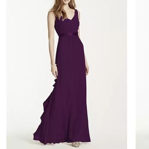 David’s Bridal sleeveless chiffon red wine dress with ruffled back detail.Size 2